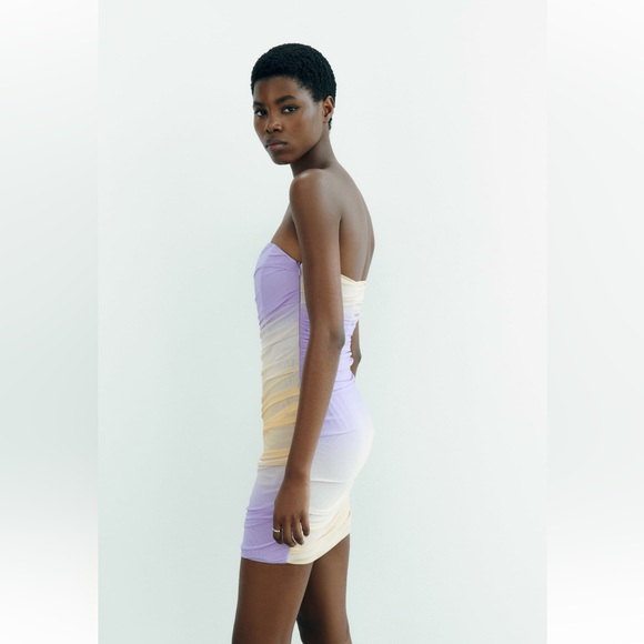 Zara STRAPLESS TULLE DRESS. Lilac. Size M. New with Tags. - Picture 4 of 8